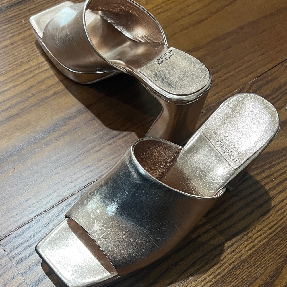 Jeffrey Campbell Metallic Rose Gold Mules